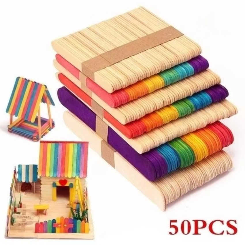 50Pcs Lot Natural Colored Wood - Art Craft With Ice Cream Stick review and price