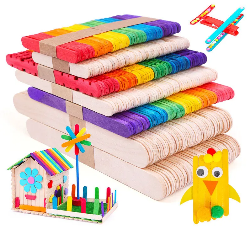 50Pcs Wooden Popsicle Sticks N - Art Craft With Ice Cream Stick review and price