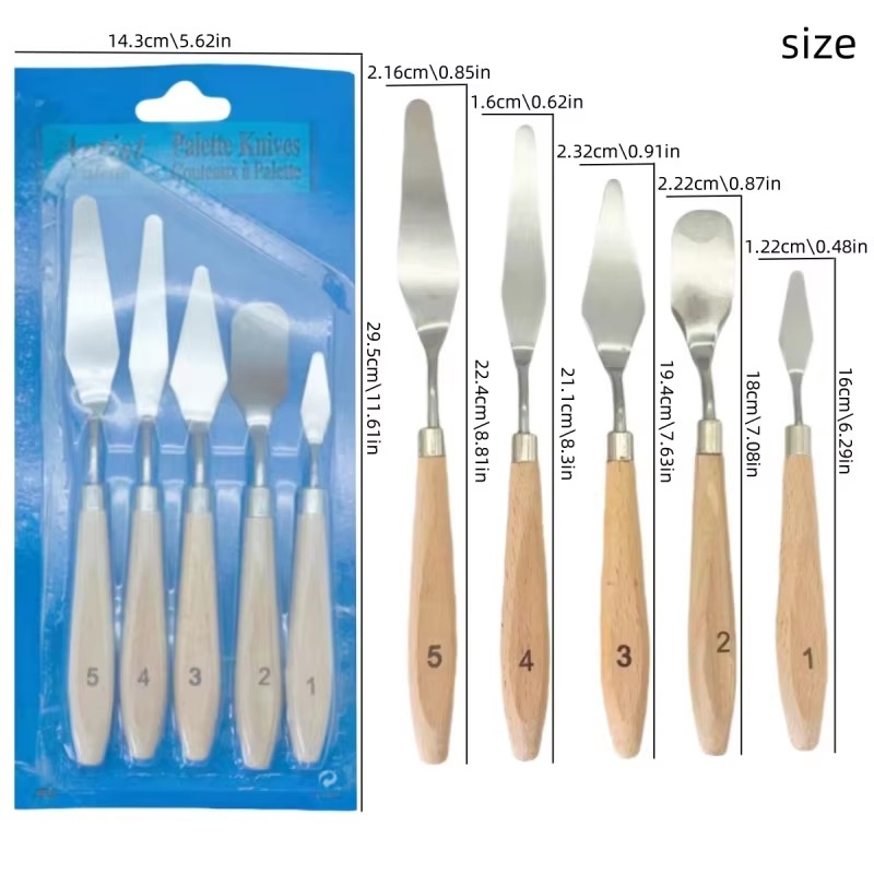 5Pcs Wooden Handle Painting Pa - Painting Knife Palette review and price